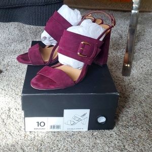 Banana Republic Suede Burgundy Double Strap Heels Size 10